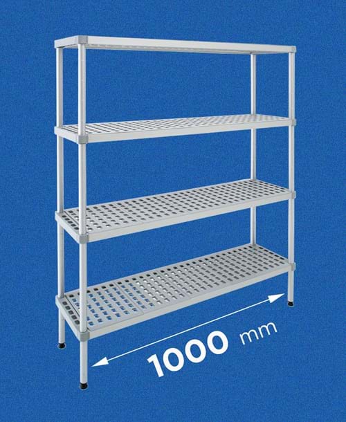 Scaffale per celle frigo modello ALUPLAST: in alluminio e plastica (polipropilene) - lunghezza 1000 mm