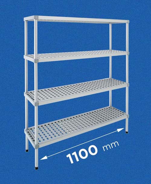 Coldroom shelving ALUPLAST: shelf in aluminum and plastic - length 1100 mm