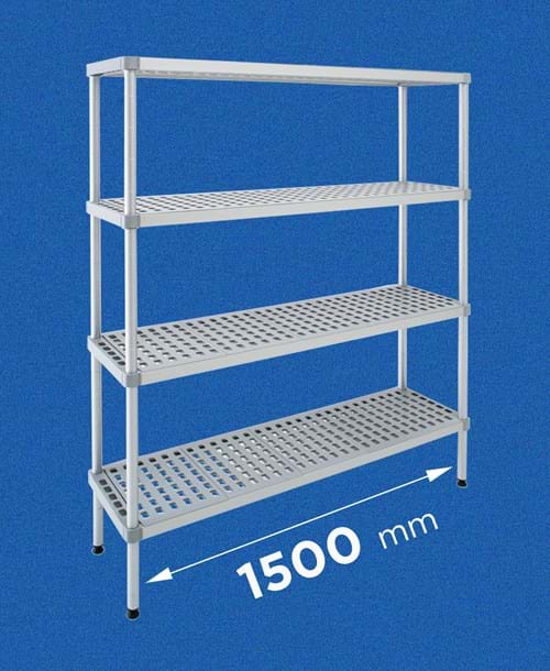 Cold room shelves ALUPLAST: shelf in aluminum and plastic - length 1500 mm