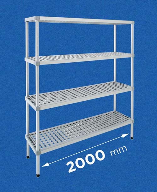 Cold room storage shelves ALUPLAST: shelf in aluminum and plastic - length 2000 mm