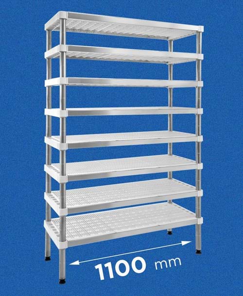 INOXPLAST shelf in steel and plastic: length 1100 mm